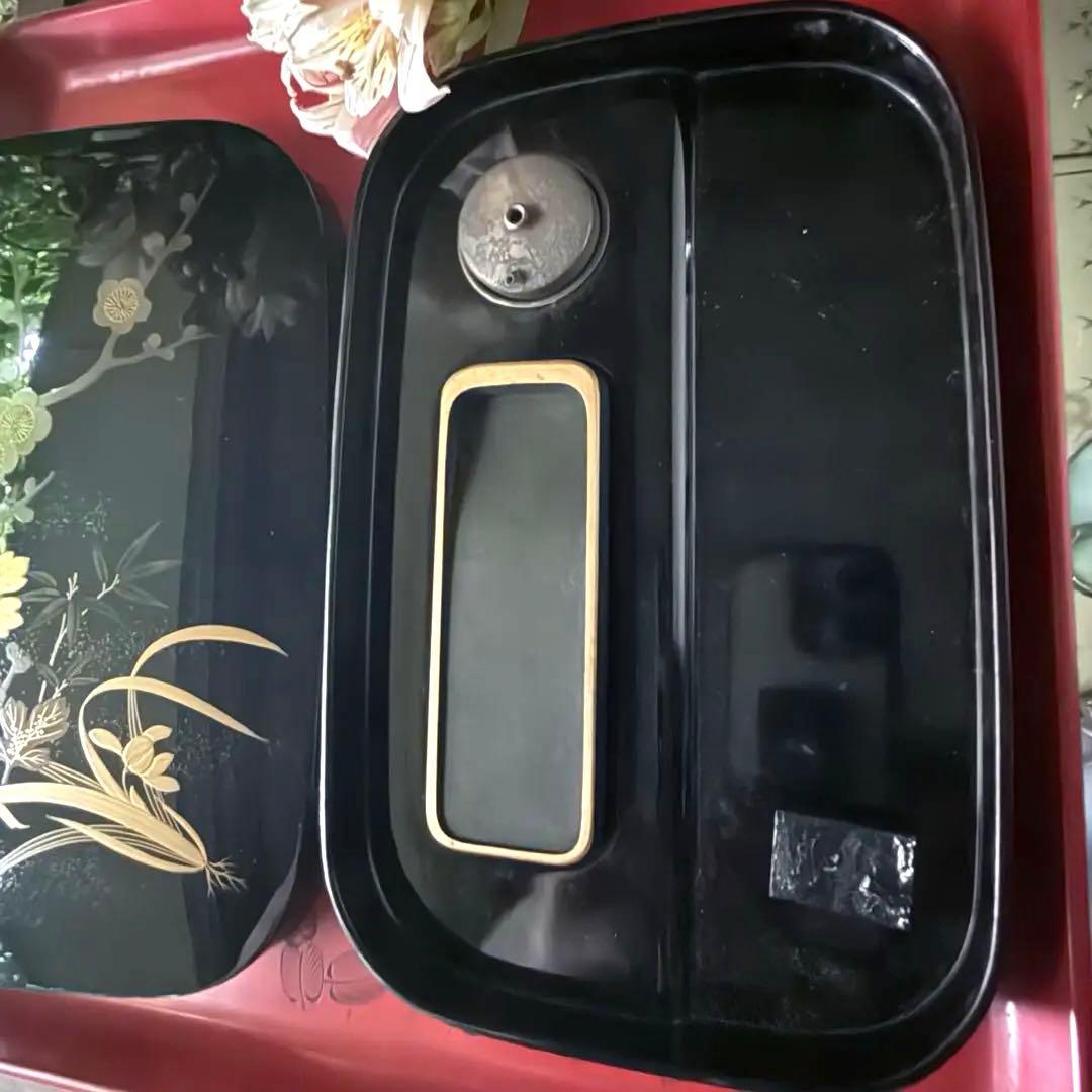 2177様感謝‼️宝石王マダム愛蔵品　天然木 本漆 四君子蒔絵 硯箱水滴硯三点揃い