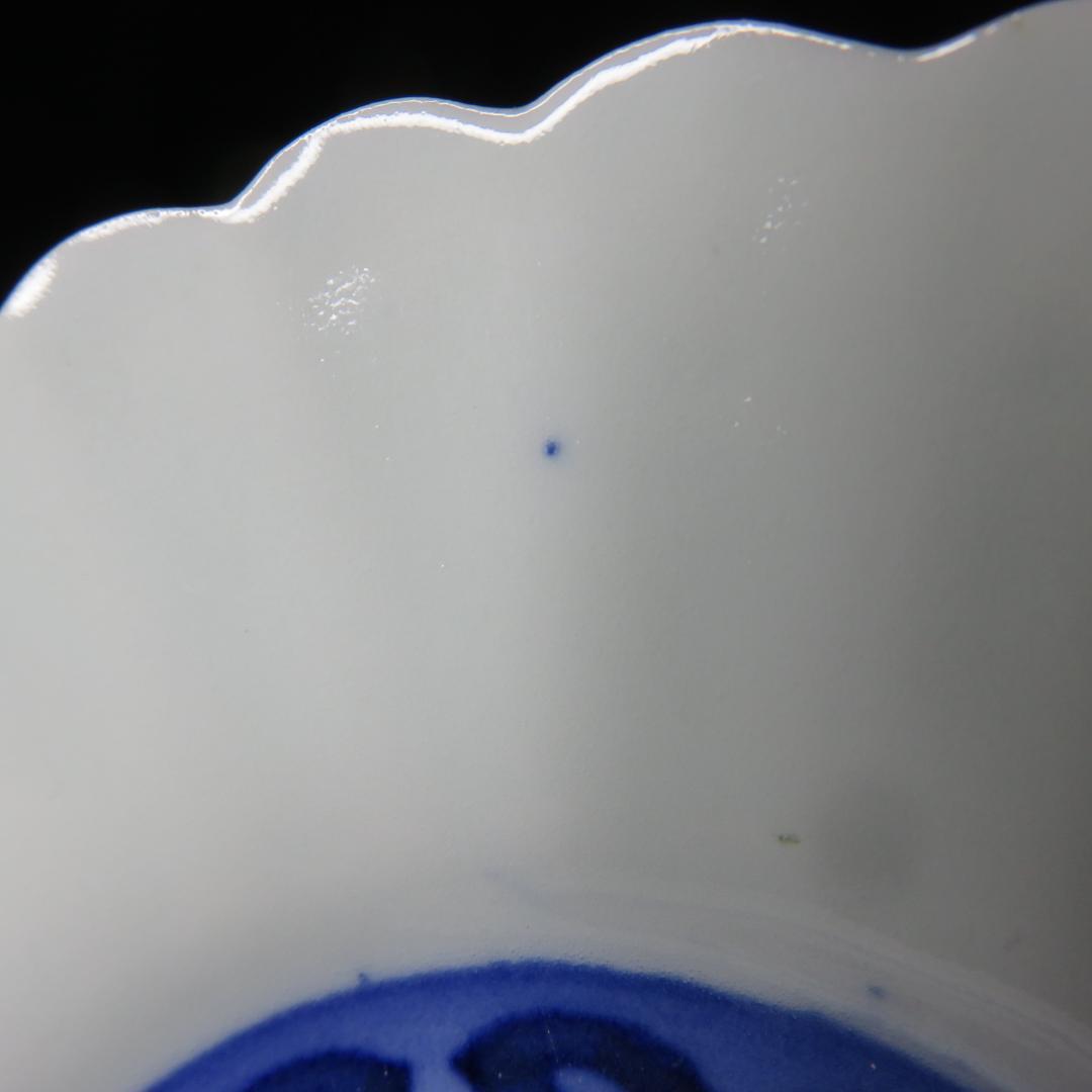 手塩皿 小皿 取り皿 銘々皿 染付 白磁 明治 花形 美品 5枚