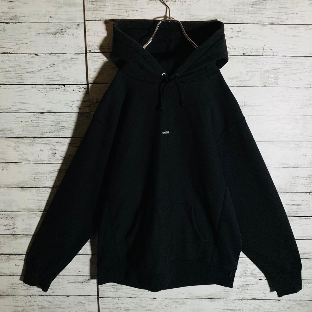 【オーバーサイズ】シュプリーム☆センターマイクロ刺繍ロゴ　パーカー　正規品鑑定済