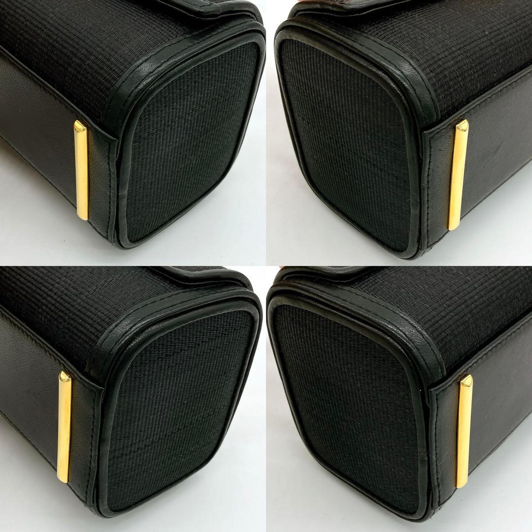 美品【COMTESSE】ミニバニティバッグ　ゴールド金具　ホースヘア　ブラック.