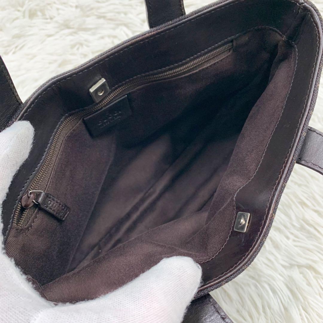 【✨極美品✨】グッチ ハンドバッグ GGキャンバス レザー ブラウン
