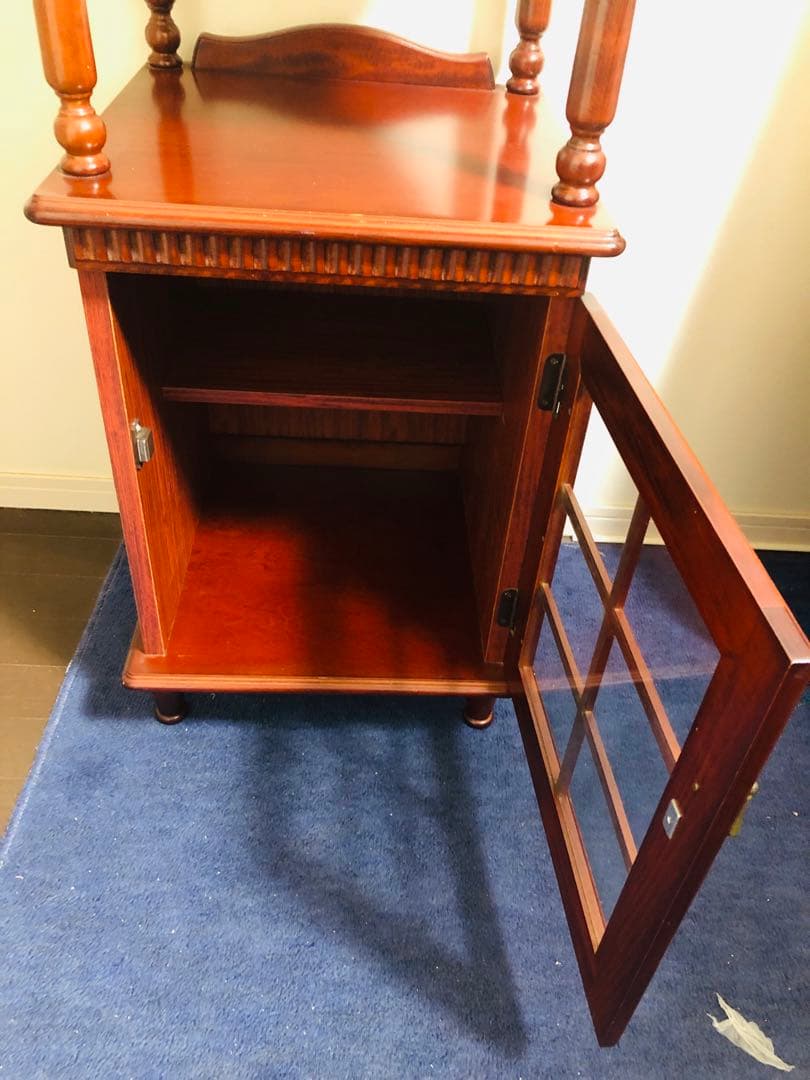 四国工芸 木製電話台・ファックス台 2段式 ブラウン リビング収納