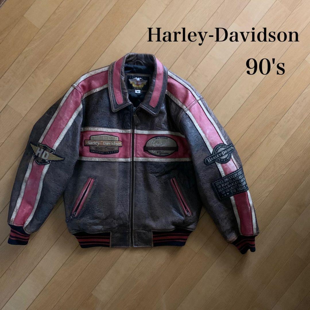 90年代 ハーレーダビッドソン ☆アンティーク調 本革レザージャケット