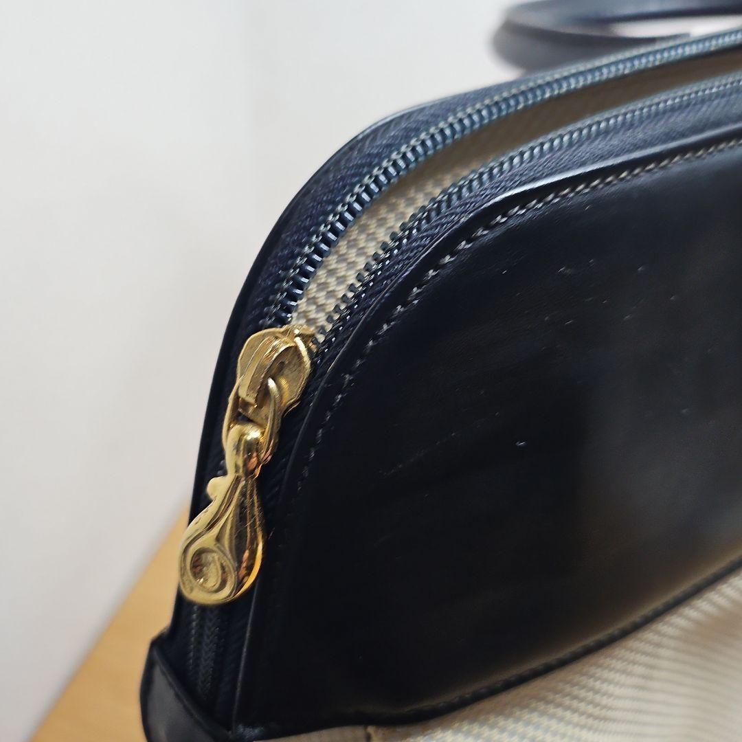 Chloe キャンバス レザー ハンドバッグ ブラック&ベージュ トートバッグ