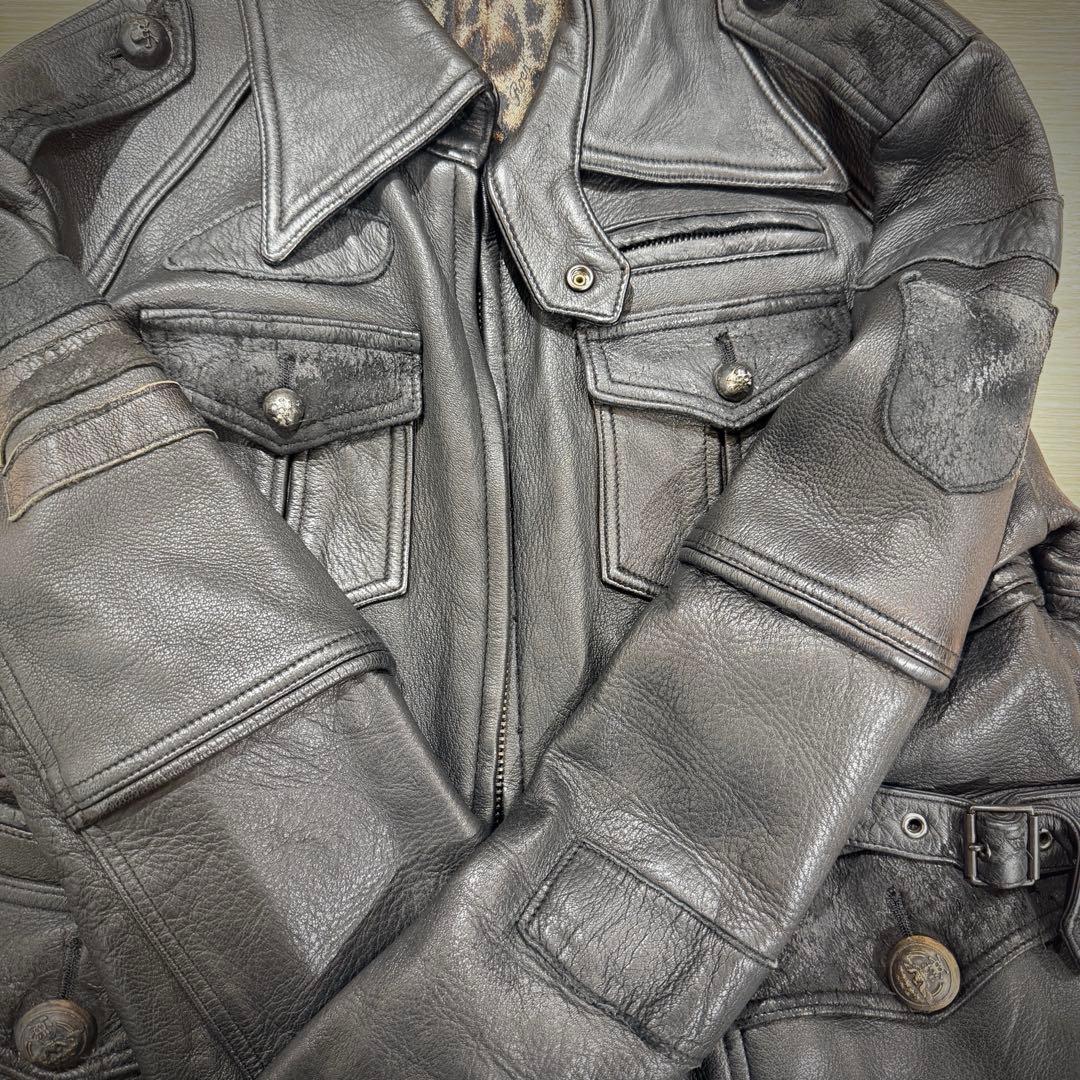 美品】Roen ロエン ディアスキン シングル ライダースジャケット 44 黒