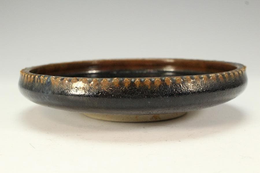 中国美術 黒釉 盤 φ15cm(K-LC189)