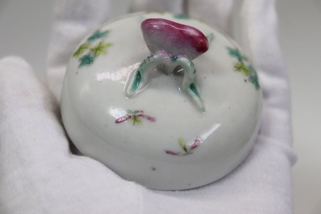 中国　粉彩　花鳥紋茶入　洪憲年製　送料込み0930