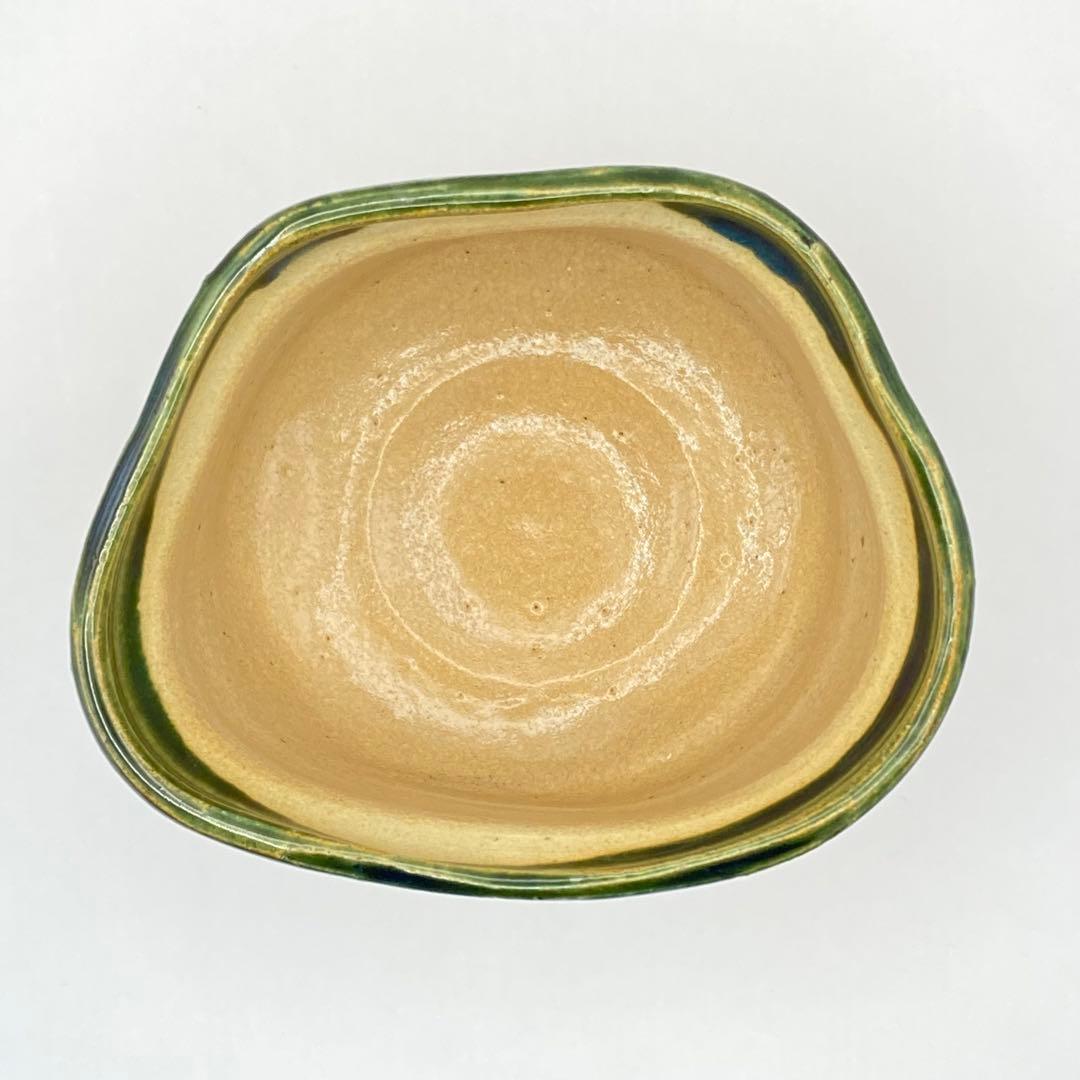 井口海仙宗匠書付 茶碗 赤織部 巴紋 三右衛門合作 共箱入 茶道具 茶盌