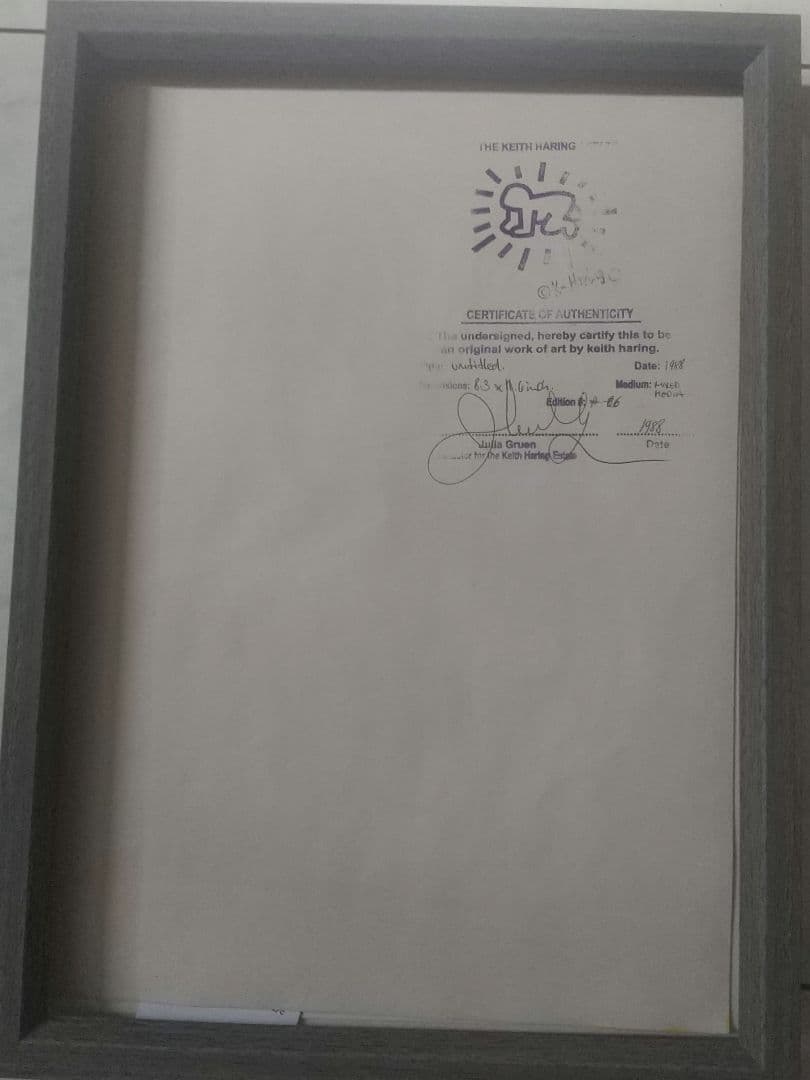 キース・ヘリング 原画 「盤」直筆サイン /ミックスメディア 財団証明印