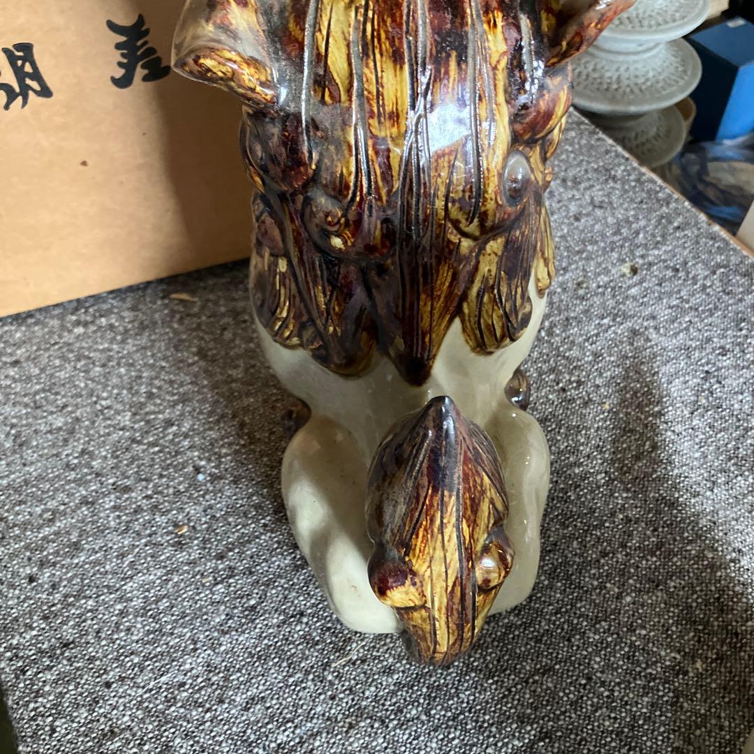 沖縄陶器　胡差焼　シーサー　対　2体　焼物　厄除　守神　陶器