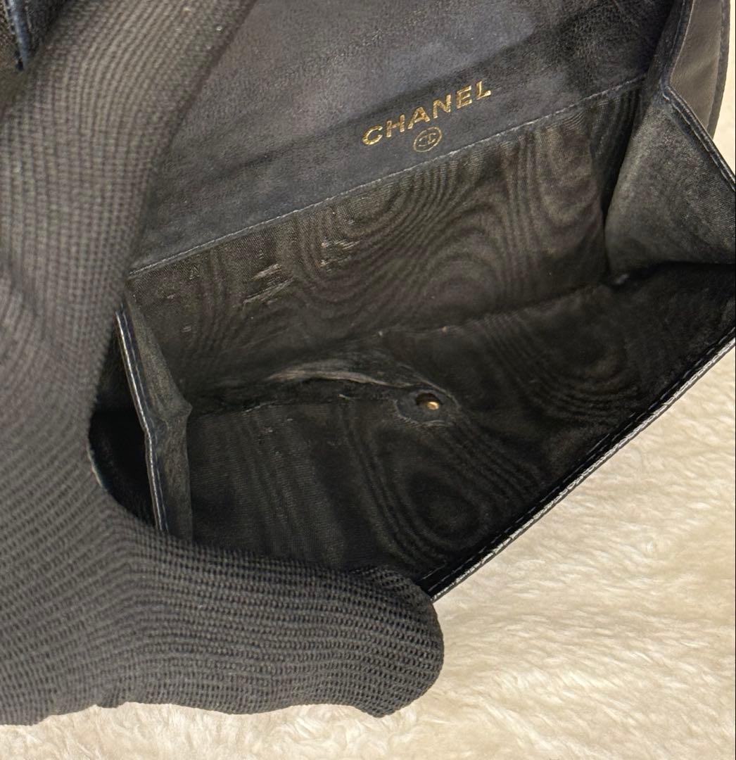 【CHANEL✨】二つ折り財布 キャビアスキン ブラック