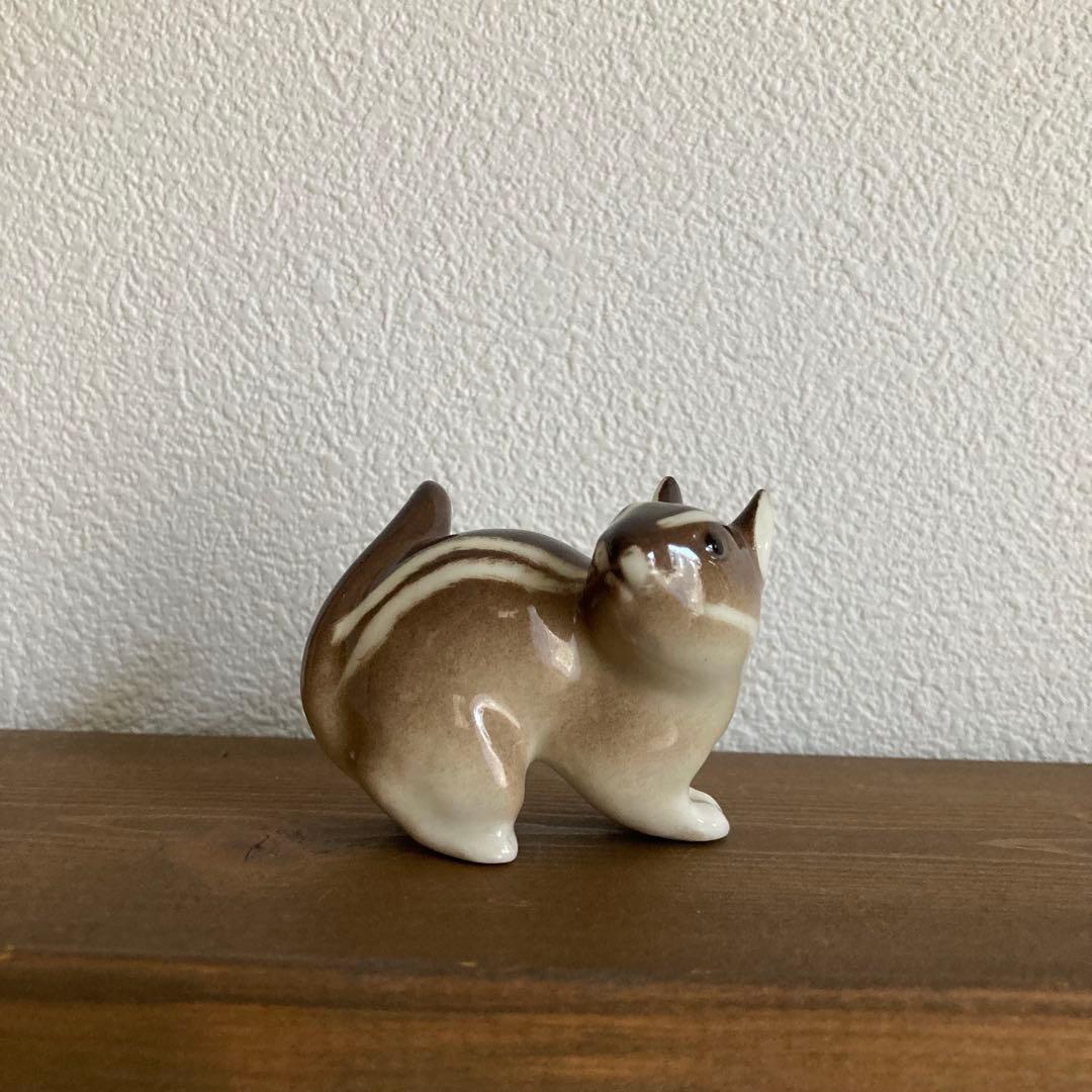 ロモノーソフ フィギュリン（フィギュア)置物 りす 希少シマリス お