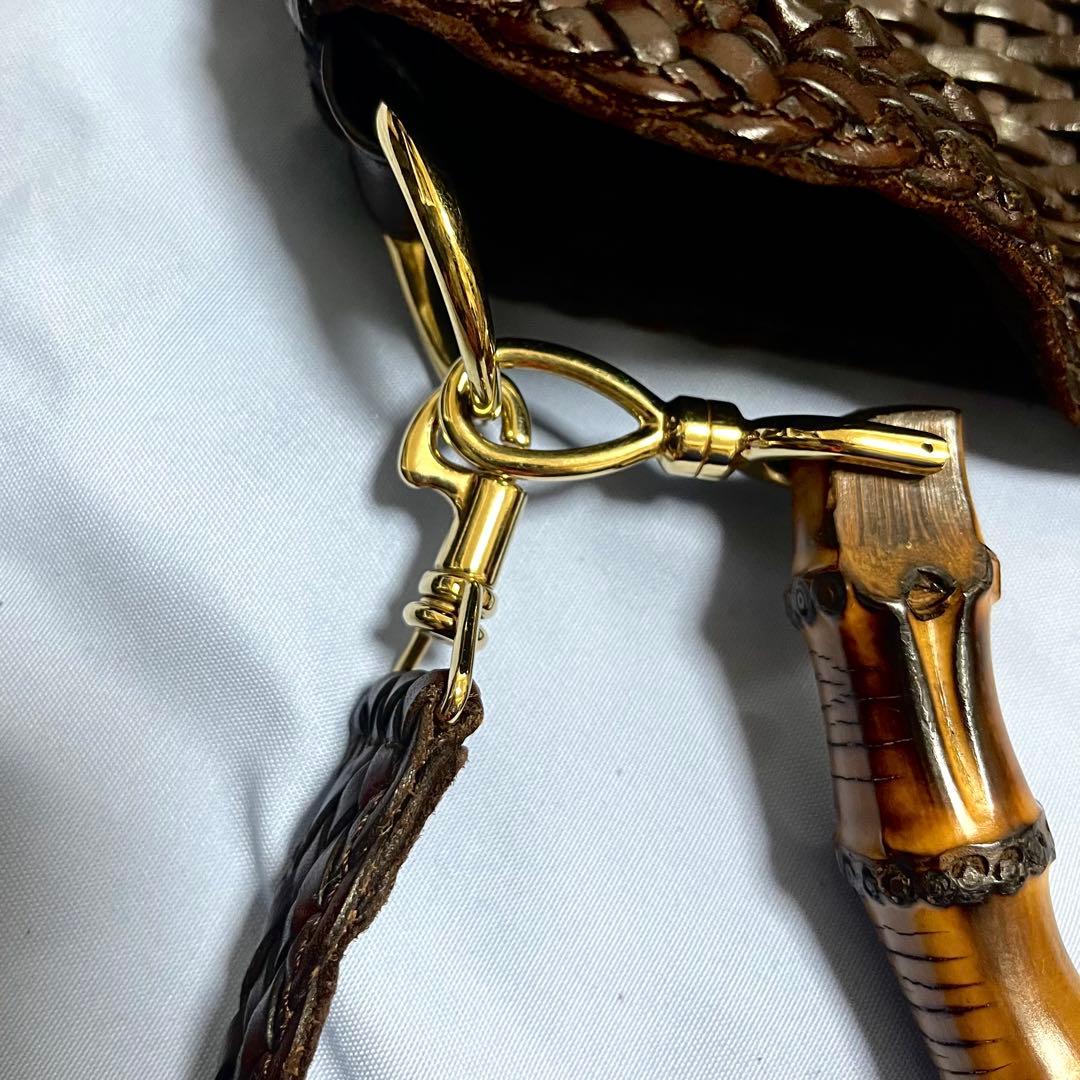 GUCCI グッチ バンブー 2WAYショルダーバッグ こげ茶 オールド