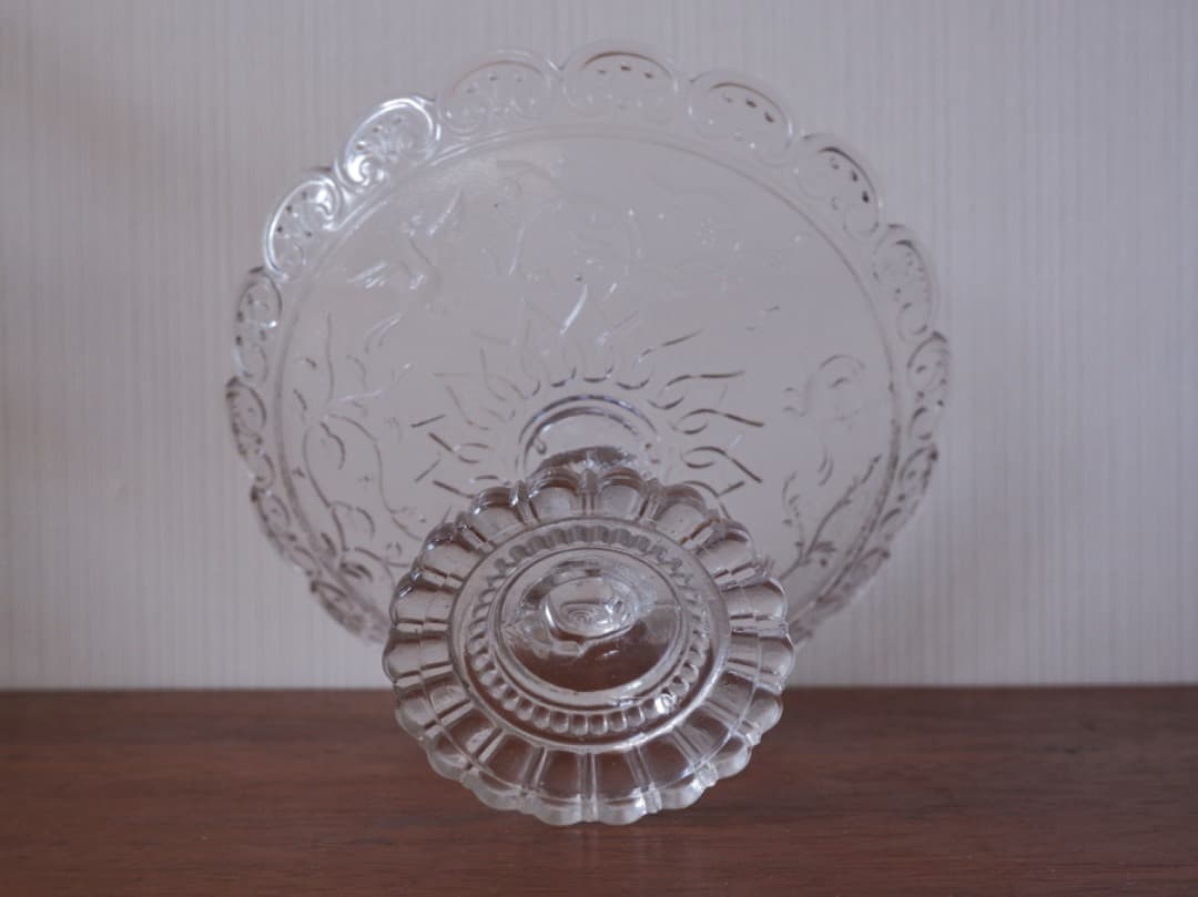 フランス 19世紀 ヴィクトリアンガラス 菓子器 高足皿 アンティーク