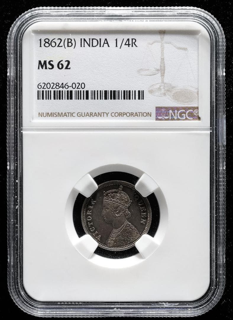 美品 美トーン NGC-MS62 ヴィクトリア イギリス領インド 1862（B）