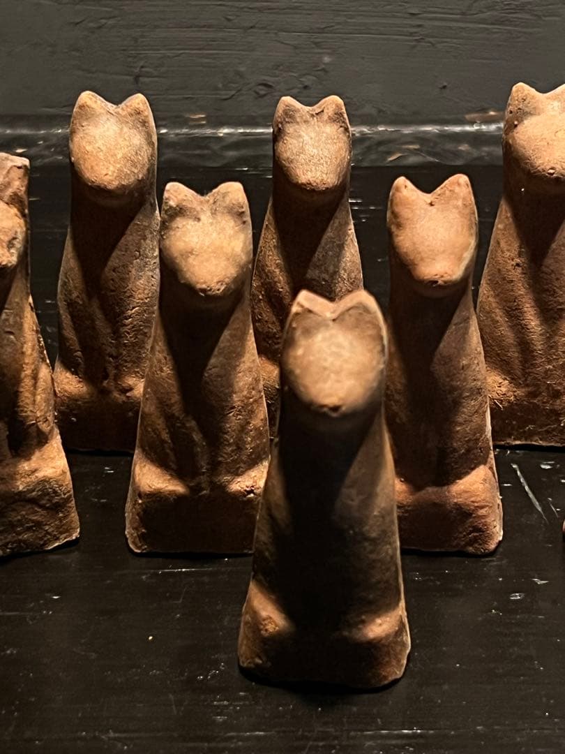 今戸焼 鉄砲狐 8体セット②／ キツネ 焼物オブジェ 宗教美術 folkart