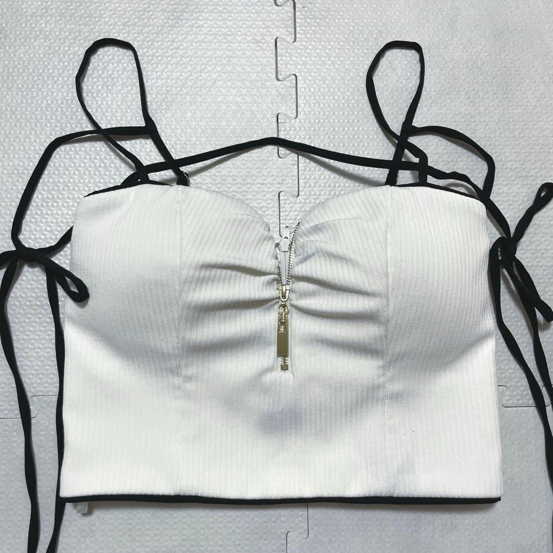 ローブドフルール キャバクラ ドレス セットアップ リボン リブ ホワイト 白