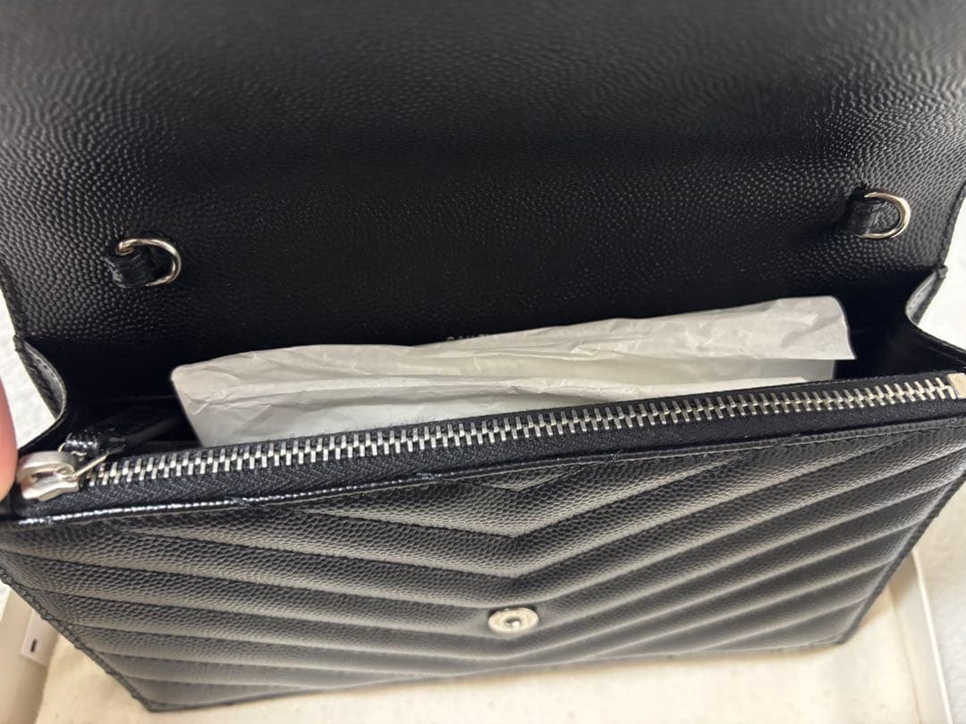 サンローラン YSL チェーンウォレット ブラック　シルバー