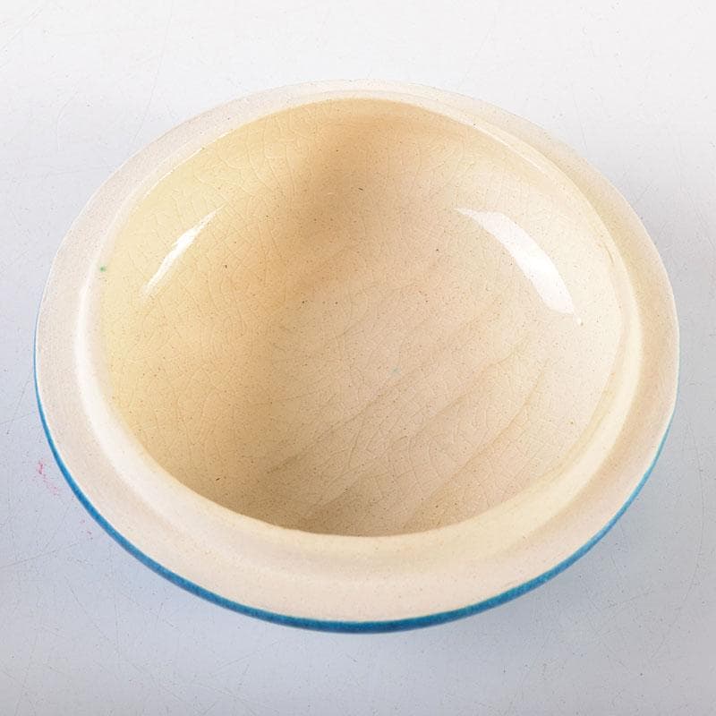 茶道具　萬古焼　加賀瑞山造　トルコ釉　荒磯魚文香合　共箱　V　7150