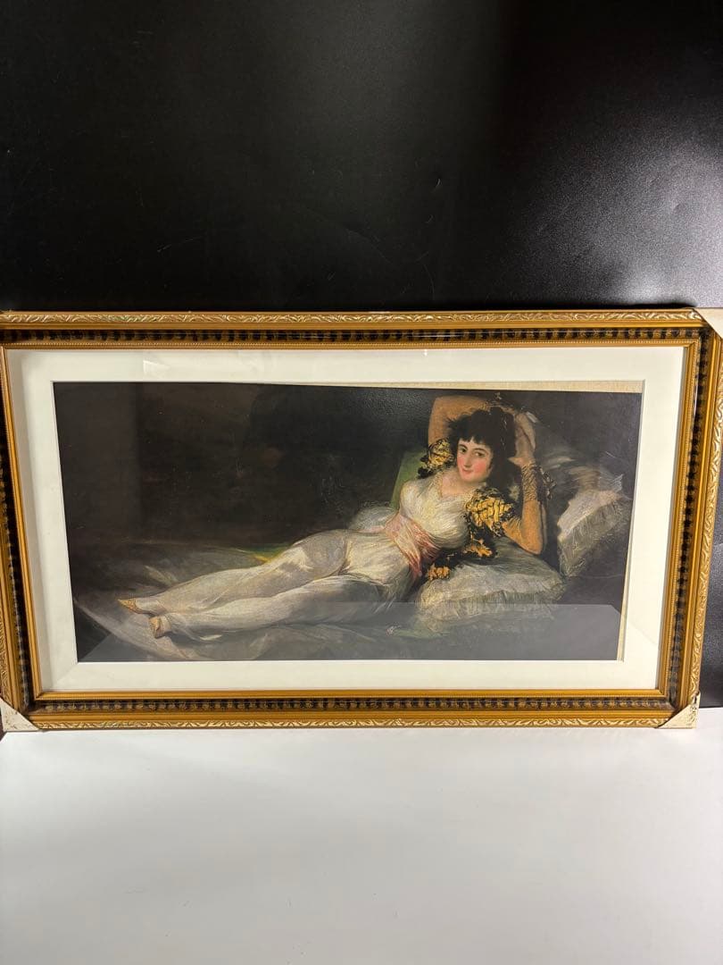 印刷複製画　 フランシスコ•デ•ゴヤ着衣のマハ婦人木製額縁 絵画 美術工芸画 印刷複製画 フランシスコ•デ•ゴヤ着衣のマハ婦人木製額縁 絵画 美術