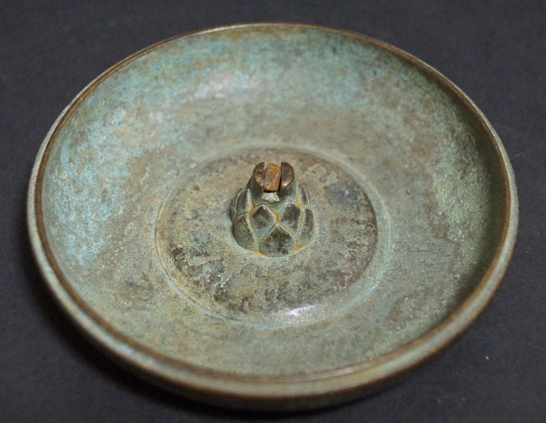 茶道具 古銅 洪在銘 金工細工 透かし彫り『五福迎寿』 香炉 薫香炉 香