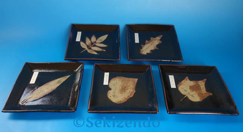 唐津焼　中里太郎右衛門　木の葉文　銘々皿　５枚 中里太郎衛門 ２５４７
