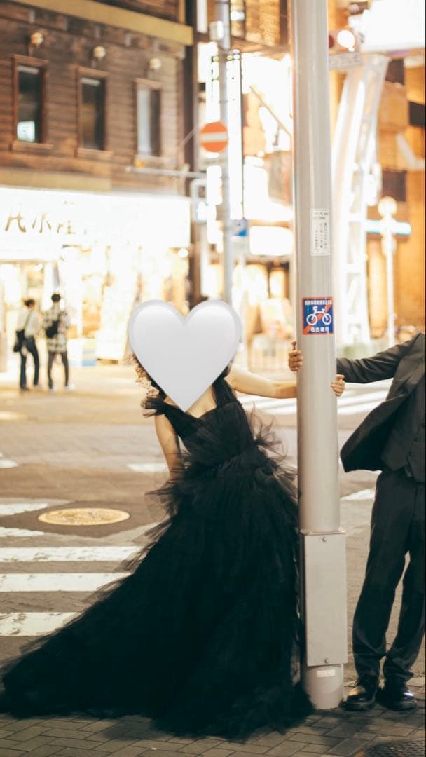 エレガント ブラック ロングドレス Mサイズ　チュール