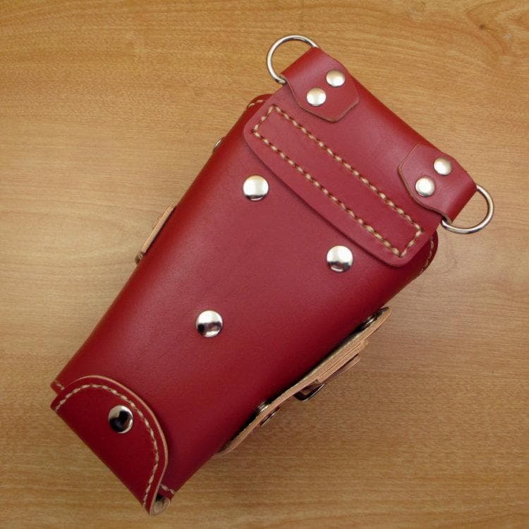 専用　赤色 サドルレザー　６丁　革ベルト付　シザーケース　SCL-150/CRB