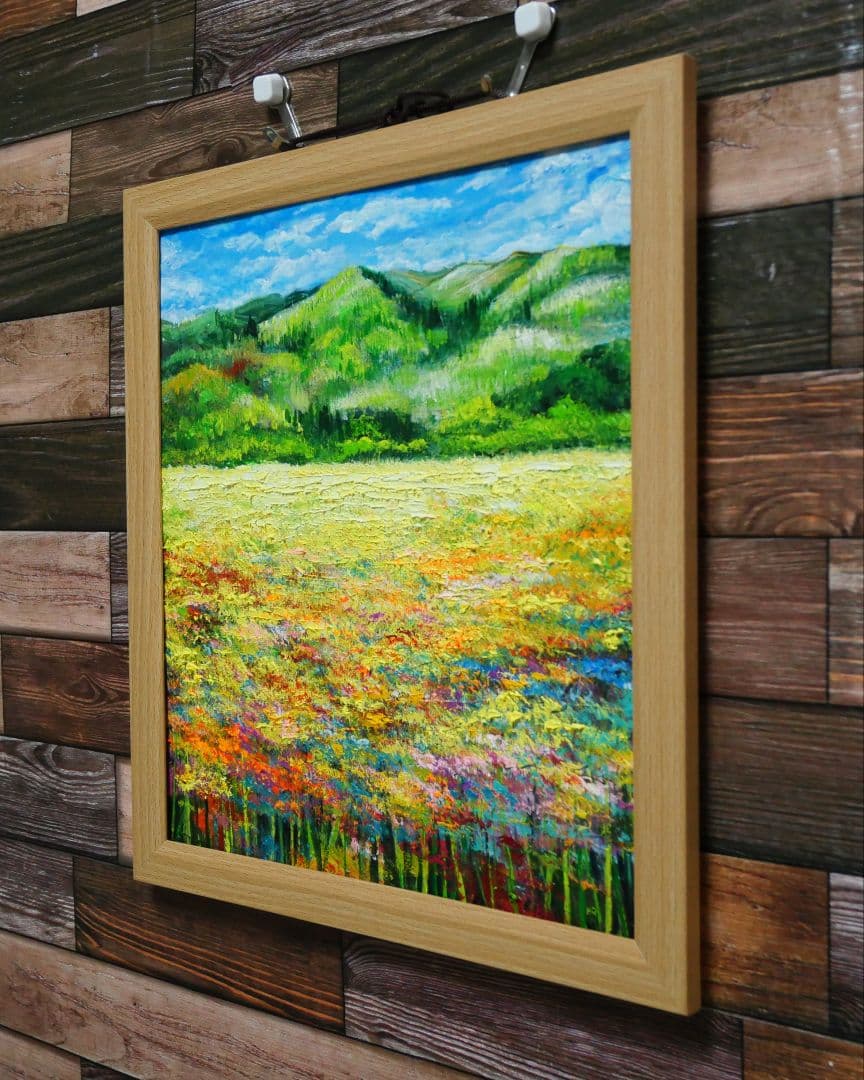 油絵 絵画 【野花の風景】