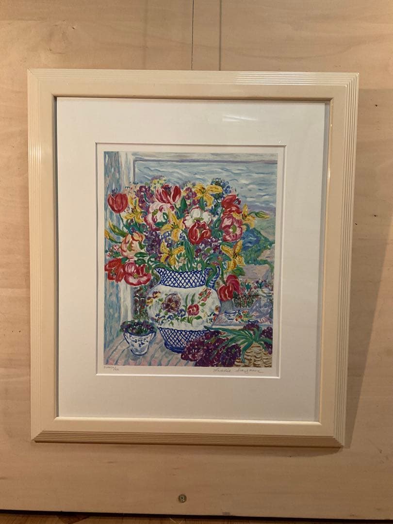 レスリー・セイヤー 「ライラックバスケット」 シルクスクリーン 直筆