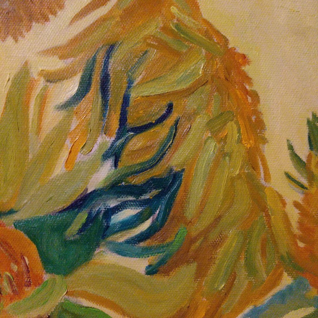 油絵 ゴッホ ひまわり ロンドン、ナショナルギャラリー版 模写 30号 F30