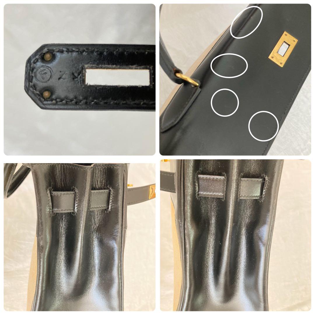 希少 エルメス ケリー 32 トワルアッシュ ブラック 〇F刻印