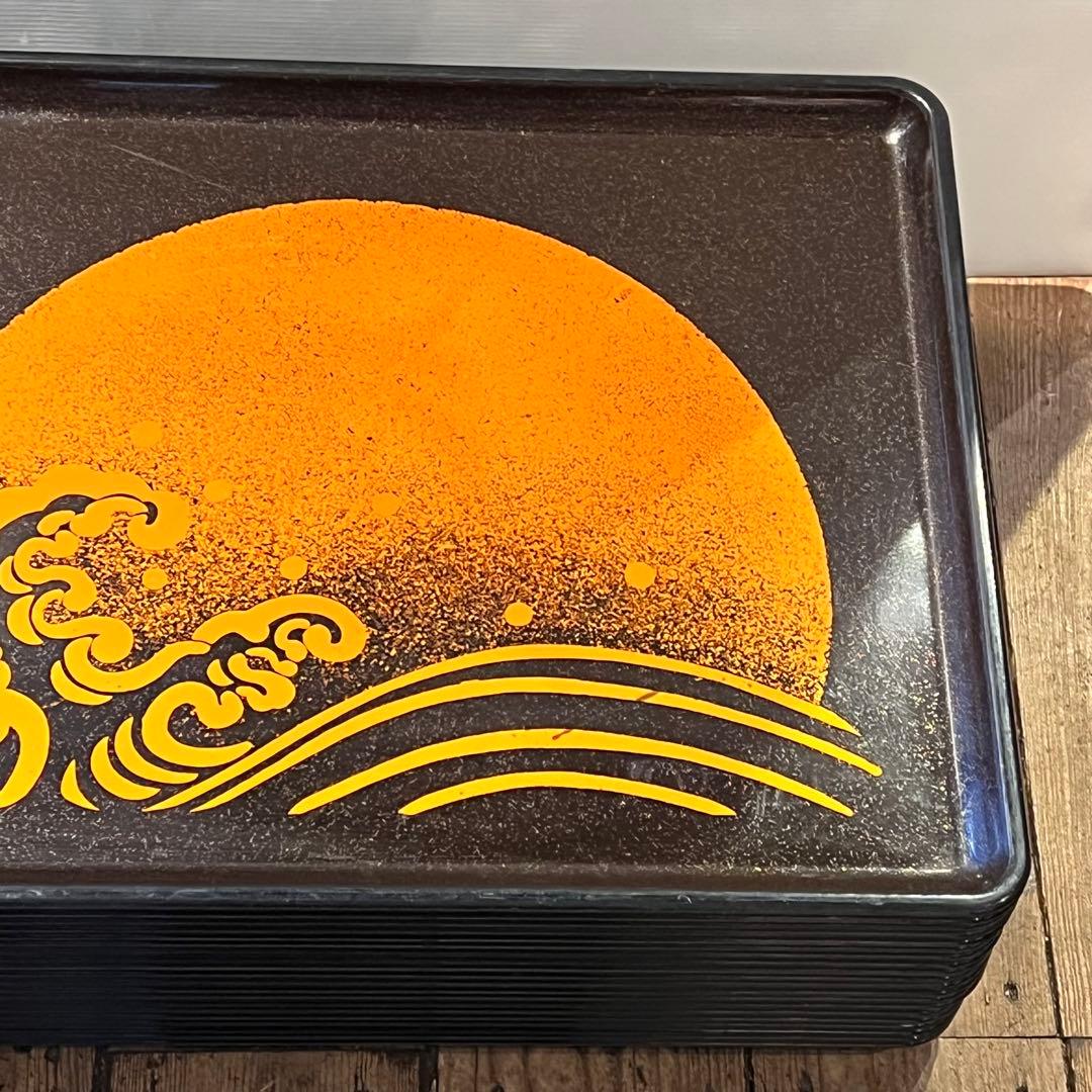 ②波　太陽　月　黒盆　和風　20枚　おまとめ　懐石　旅館　昭和レトロ