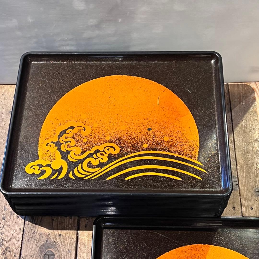 ②波　太陽　月　黒盆　和風　20枚　おまとめ　懐石　旅館　昭和レトロ