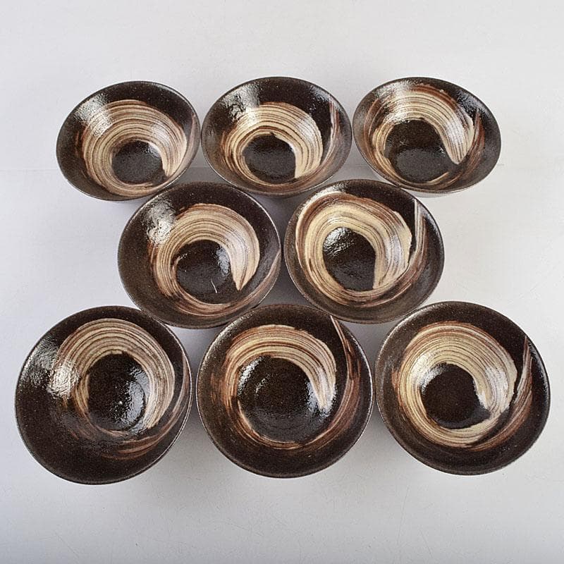 茶道具 兎月窯 杉浦芳樹 刷毛目 数茶碗 八客 時代箱付 V