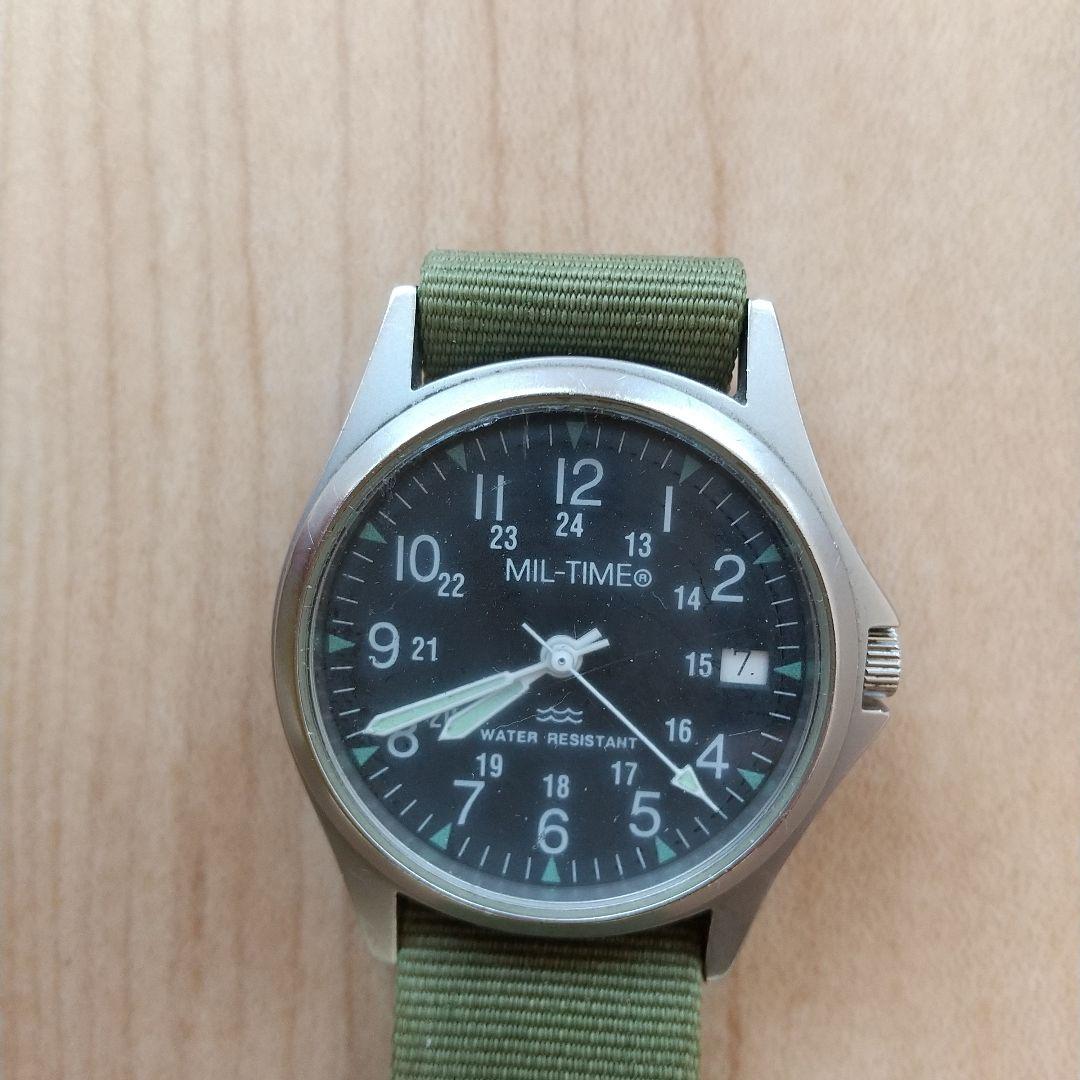 MIL-TIME 防水アナログ腕時計 カーキ