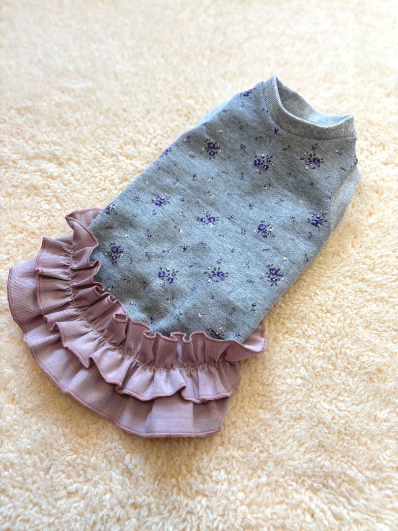 ハンドメイド犬服トレーナー裾フリルタンクトップ（受付ページ）