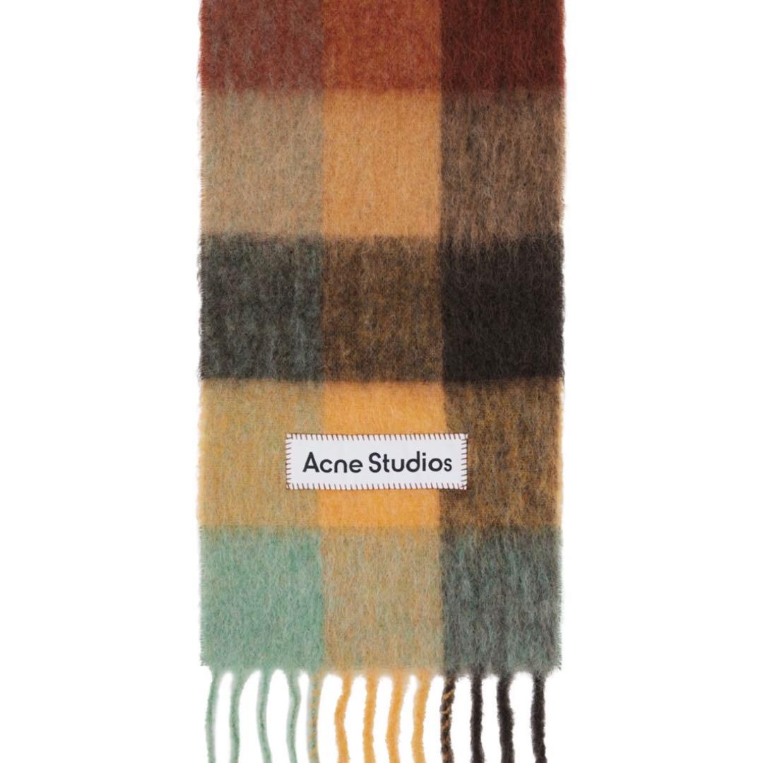 正規品 ACNE STUDIOS マルチカラー モヘアチェックマフラー 外袋付