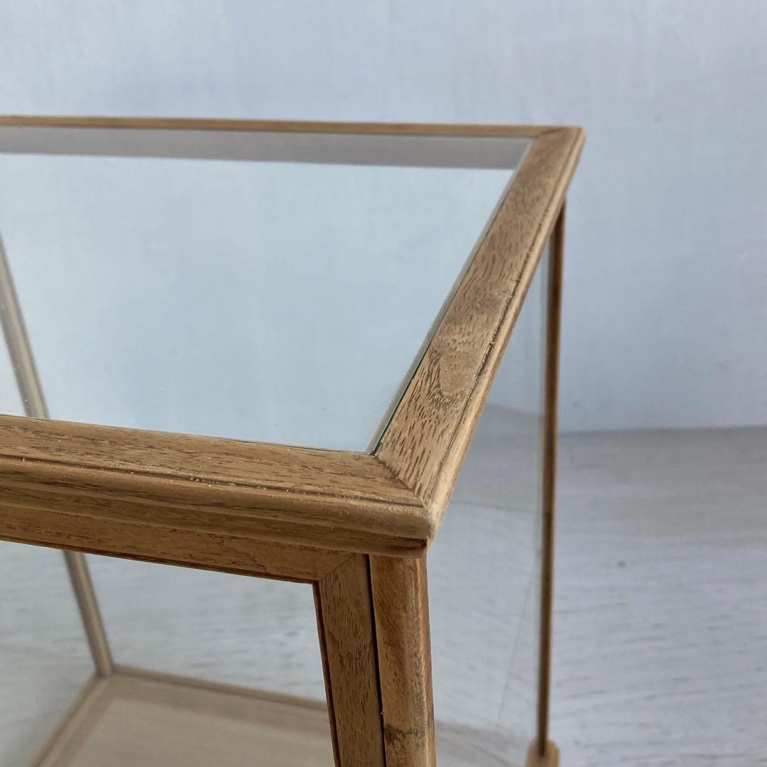 古い木製 ガラスケース 2段 ショーケース 展示ケース 店舗什器 食器棚