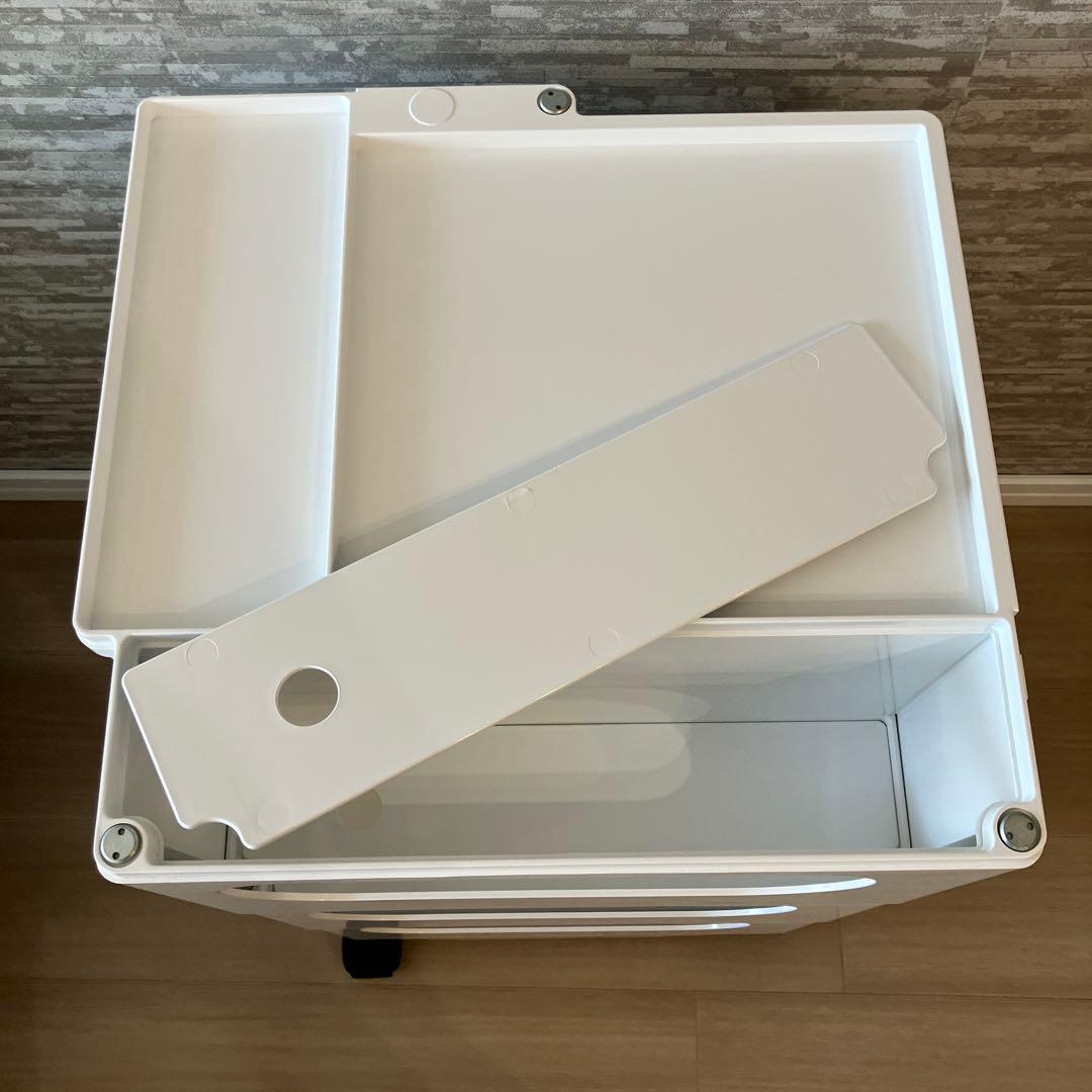 ボビーワゴン ホワイト 3段チェスト 2トレイ付き キャスター付き