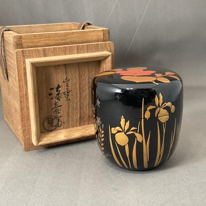 小島漆壺斎 四季草花 蒔絵 棗 茶道具 人気