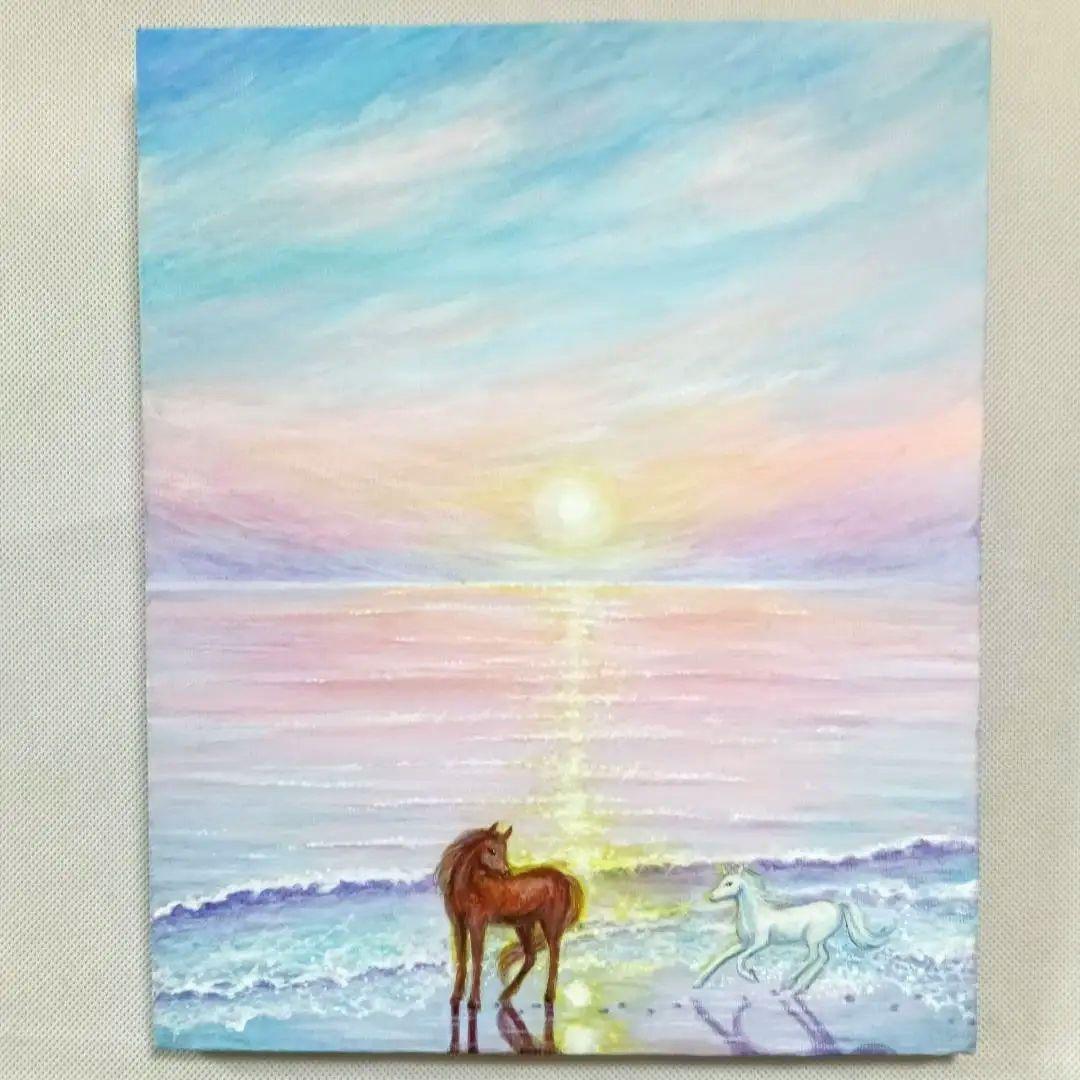 No.560 F3 浜辺の馬 アクリル画 原画 干支 午年 開運絵画 - メルカリ