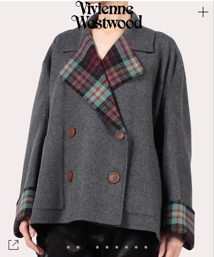美品】VivienneWestwoodタータンチェックリバーピローダブルコート