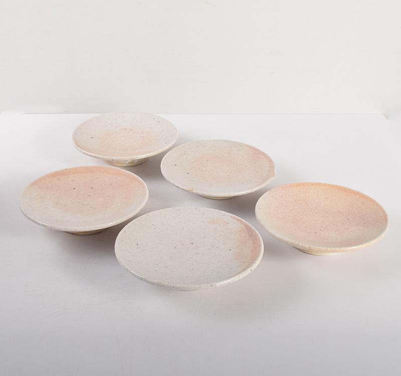 志野焼　加藤春鼎　志野銘々皿　五客　共箱　V　R5015C