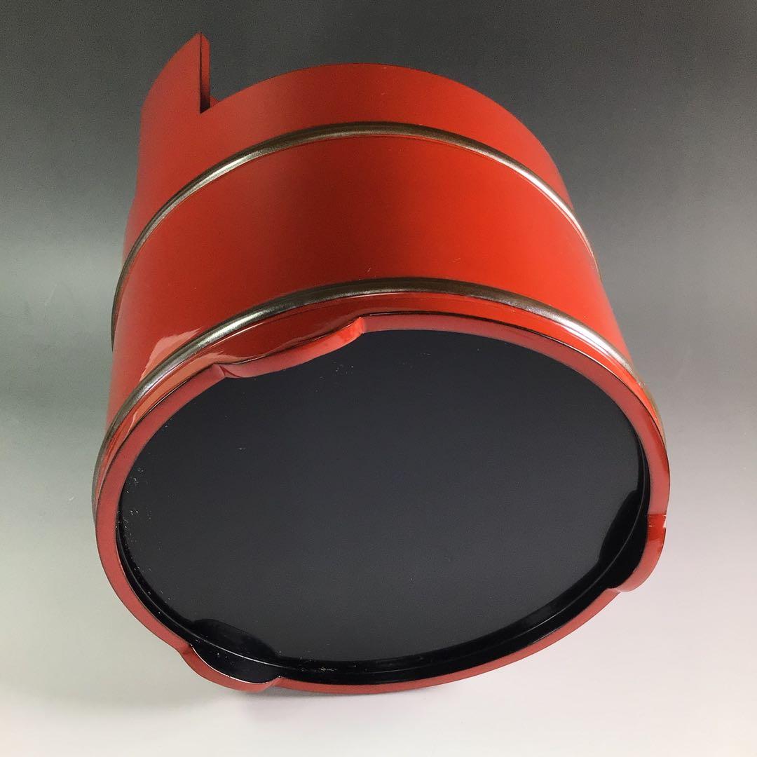 Ｐ８８７　水指　『藤波作』『朱塗内黒』『手桶水指』　共箱　茶道具