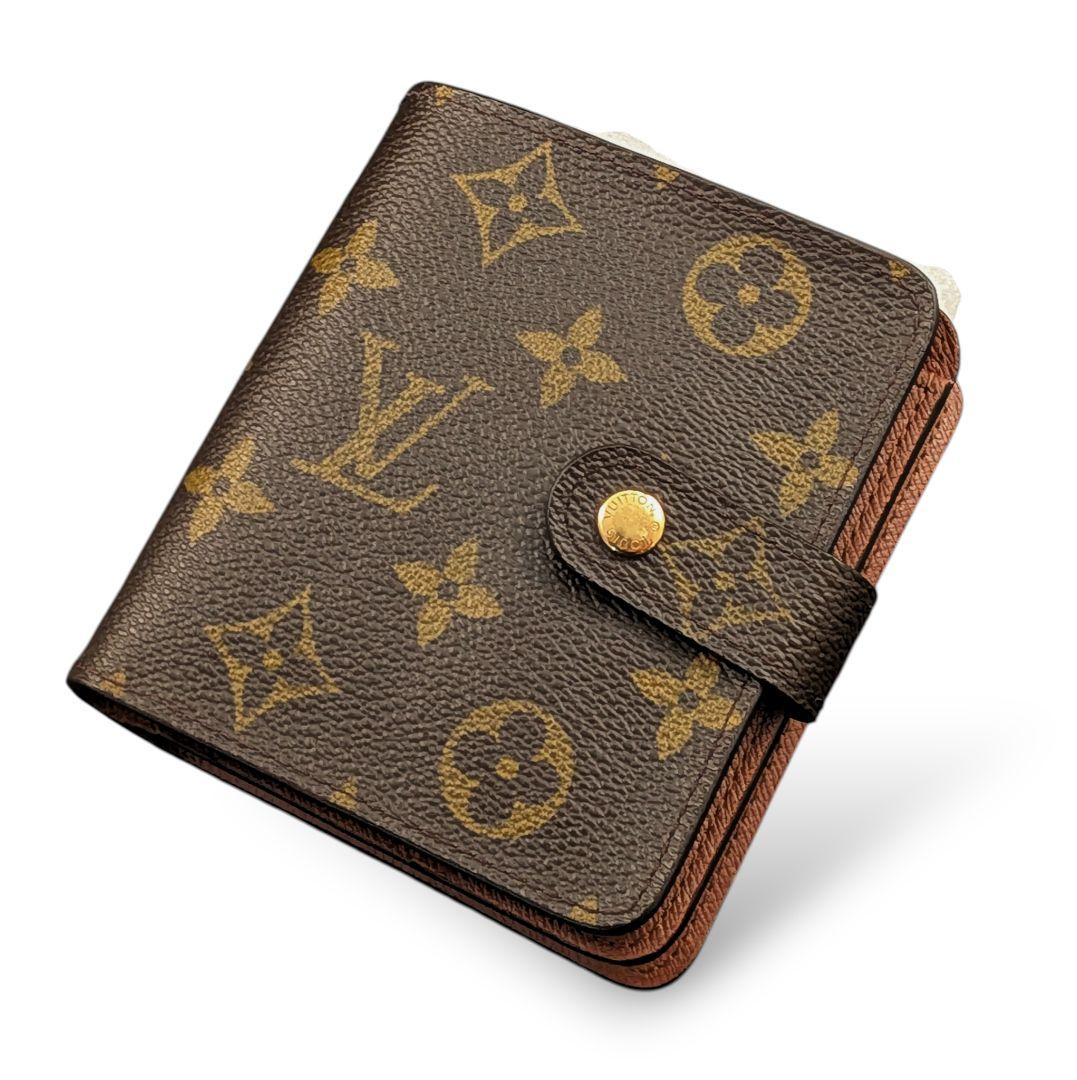 美品】 ルイヴィトン モノグラム コンパクトジップ 二つ折り財布