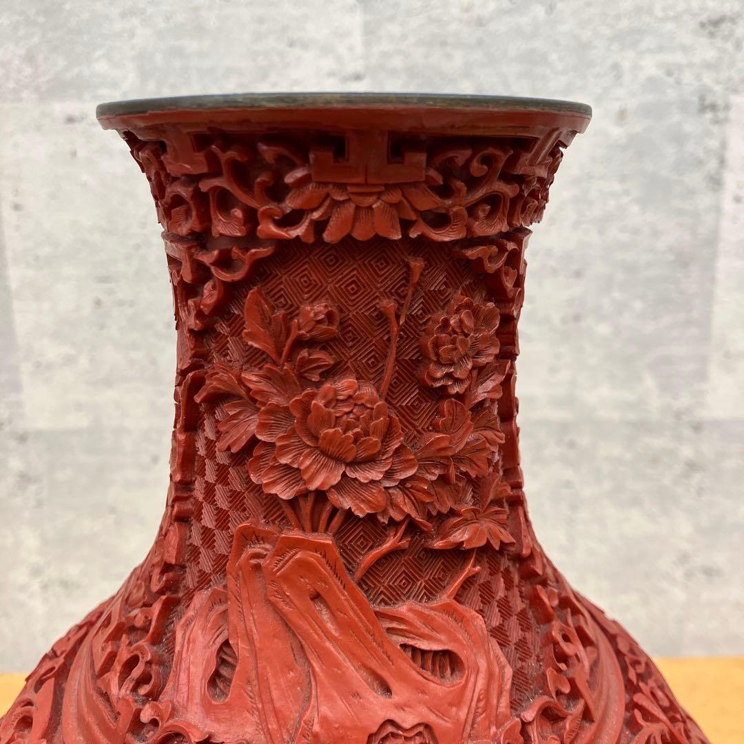 花瓶○寿山石 石彫り 花器 手掘り 花唐草 鳥 土物 古玩 唐物 時代物 骨董品