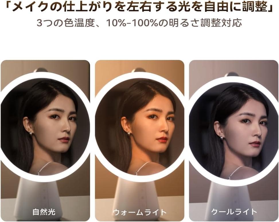 FPD スマート 卓上 鏡 ライト付き 女優ミラー AI 肌診断