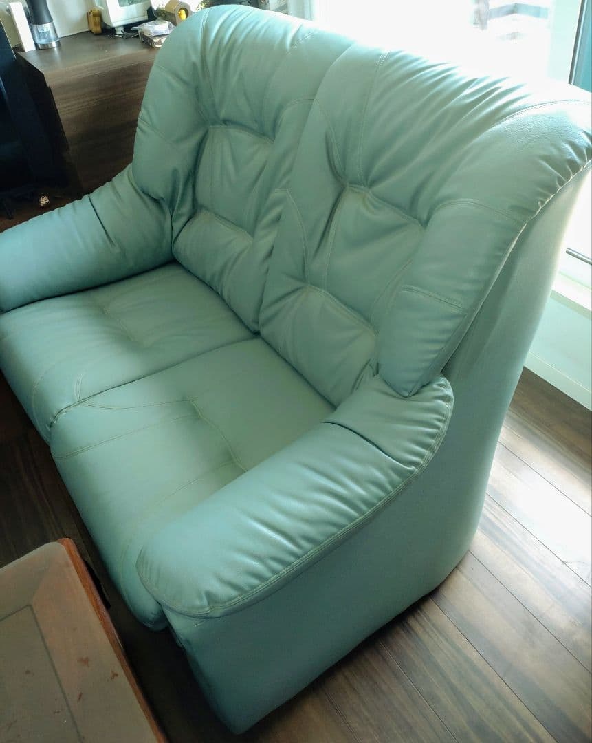 ミントグリーン 2人掛けソファ ハイバックソファ ニコイチ