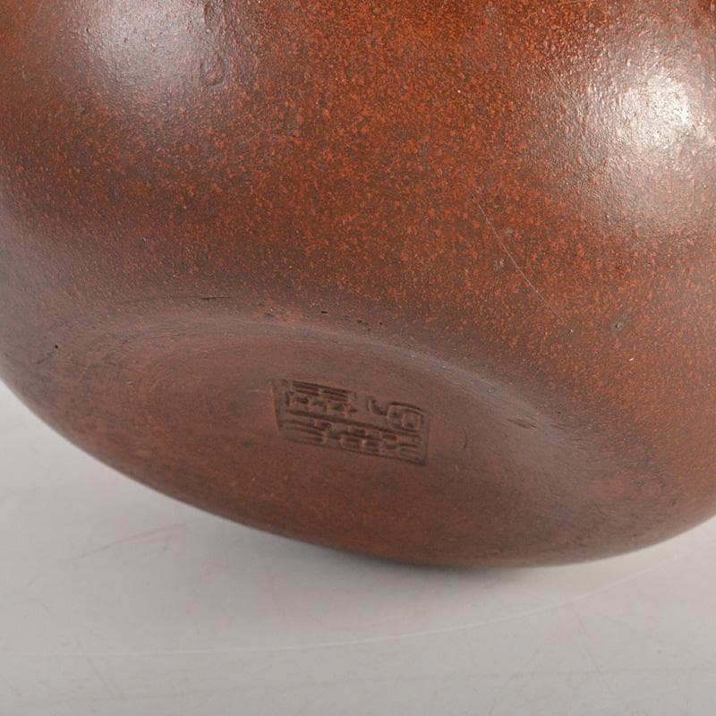 中国　紫砂　朱泥　漢詩布袋像文　急須　茶壷　在銘　N　6667